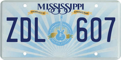 MS license plate ZDL607