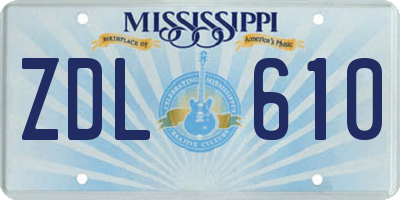 MS license plate ZDL610