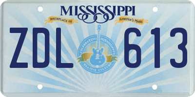 MS license plate ZDL613