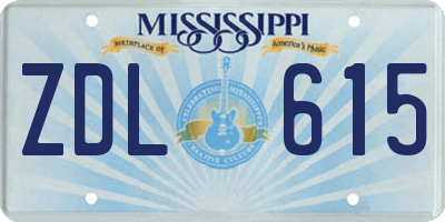 MS license plate ZDL615