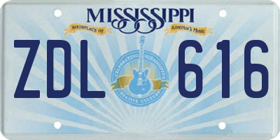 MS license plate ZDL616
