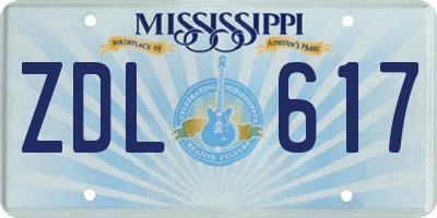 MS license plate ZDL617