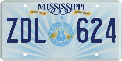 MS license plate ZDL624
