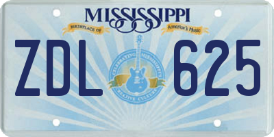 MS license plate ZDL625