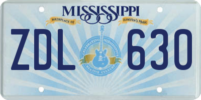 MS license plate ZDL630