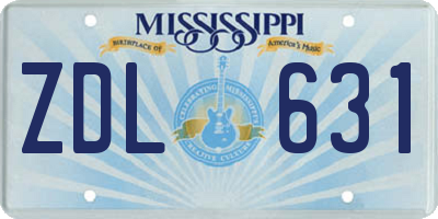 MS license plate ZDL631