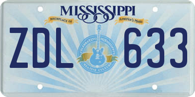 MS license plate ZDL633