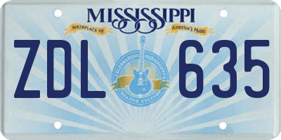 MS license plate ZDL635