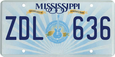 MS license plate ZDL636