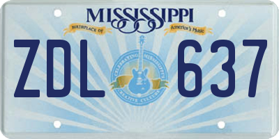 MS license plate ZDL637