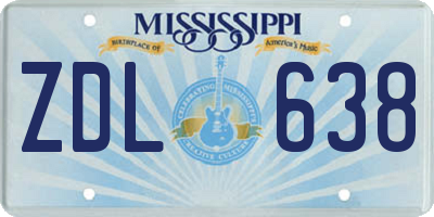 MS license plate ZDL638