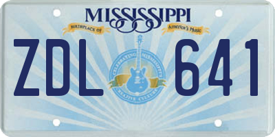 MS license plate ZDL641
