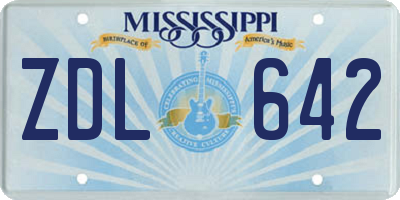 MS license plate ZDL642