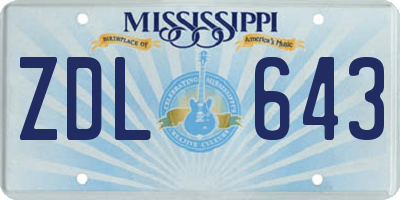 MS license plate ZDL643