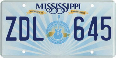 MS license plate ZDL645