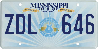 MS license plate ZDL646
