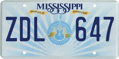 MS license plate ZDL647