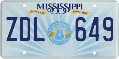 MS license plate ZDL649