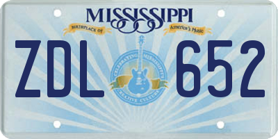 MS license plate ZDL652