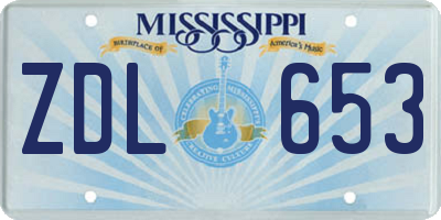 MS license plate ZDL653