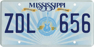 MS license plate ZDL656
