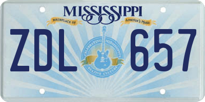 MS license plate ZDL657