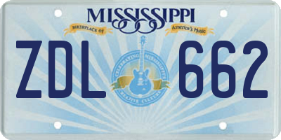 MS license plate ZDL662