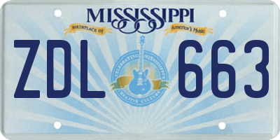 MS license plate ZDL663