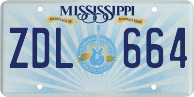 MS license plate ZDL664