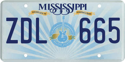 MS license plate ZDL665