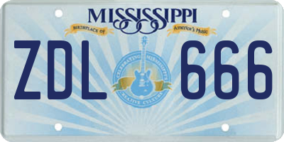 MS license plate ZDL666