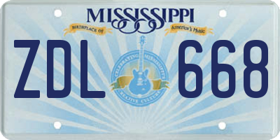 MS license plate ZDL668