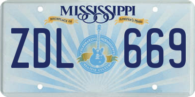 MS license plate ZDL669