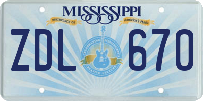 MS license plate ZDL670