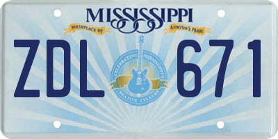 MS license plate ZDL671