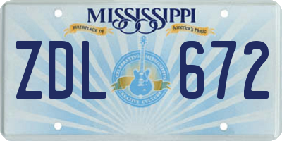 MS license plate ZDL672
