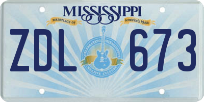 MS license plate ZDL673