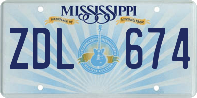 MS license plate ZDL674