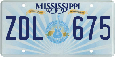 MS license plate ZDL675