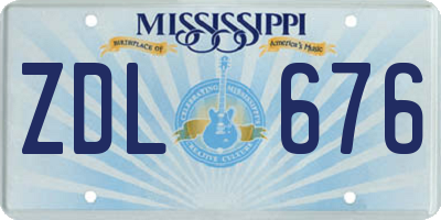 MS license plate ZDL676