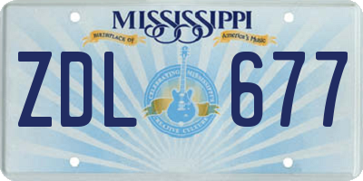 MS license plate ZDL677