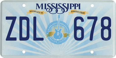 MS license plate ZDL678