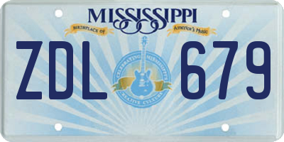 MS license plate ZDL679