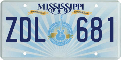 MS license plate ZDL681