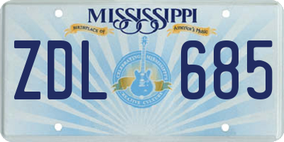 MS license plate ZDL685