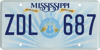 MS license plate ZDL687
