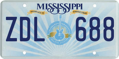 MS license plate ZDL688