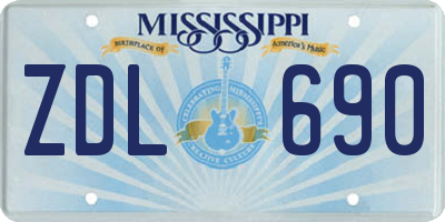 MS license plate ZDL690