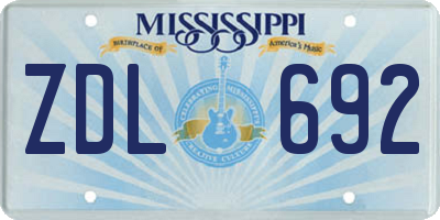 MS license plate ZDL692