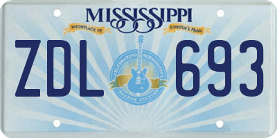 MS license plate ZDL693